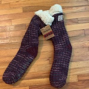 Thick & Fuzzy Purple Knit Boot Height Slipper Sock